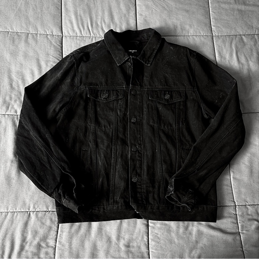 Forever 21 Black Denim Trucker Jacket